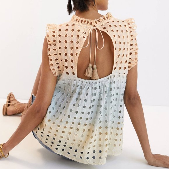 Anthropologie Ruffled Eyelet Tank - Picture 1 of 6